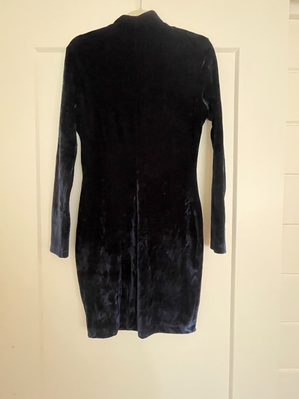 Reiss Katie Navy Velvet Long Sleeve Cut-Out Mini Dress – US Size 6 / UK 10